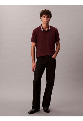 Polo Chocolate De Piqué Con Ribetes En Contraste Calvin Klein