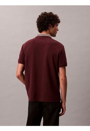 Polo Chocolate De Piqué Con Ribetes En Contraste Calvin Klein