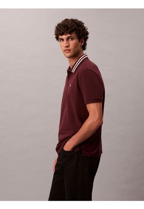 Polo Chocolate De Piqué Con Ribetes En Contraste Calvin Klein