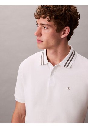 Polo Gris De Piqué Con Ribetes En Contraste Calvin Klein