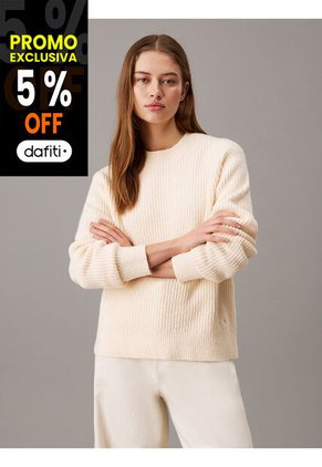 Saco Beige Tejido Buclé De Canalé Calvin Klein
