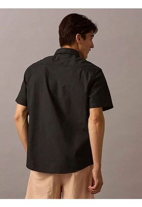 Camisa Negra Oxford Clásica De Manga Corta Calvin Klein