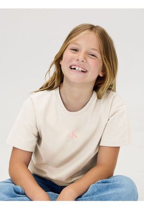 Camiseta Blanca De Corte Boxy Con Logo De Monograma Estampado Calvin Klein