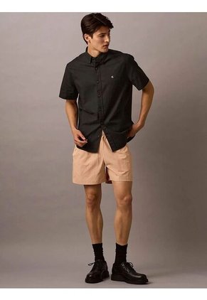 Camisa Negra Oxford Clásica De Manga Corta Calvin Klein