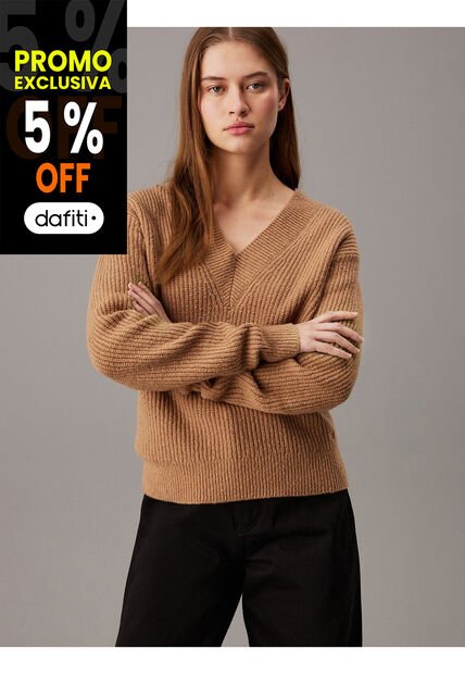 Saco Café Tejido De Pico De Buclé De Canalé Calvin Klein