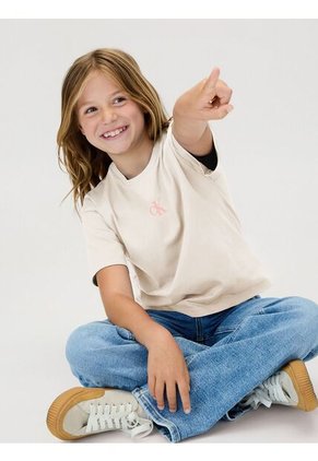 Camiseta Blanca De Corte Boxy Con Logo De Monograma Estampado Calvin Klein