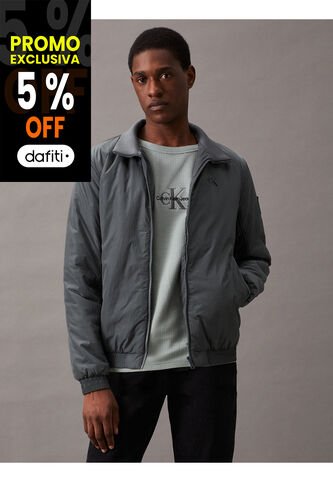 Chaqueta Gris De Nailon Acolchado Con Cremallera Calvin Klein Calvin Klein