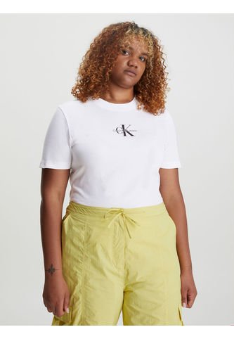 Calvin Klein - Camiseta Slim Con Monograma Mujer Blanco Calv