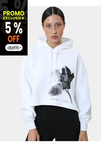 Buzo Blanco Con Capota Y Gráfico De Floral Calvin Klein Calvin Klein