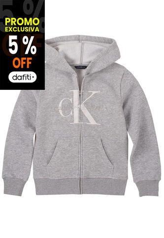 Buzo Gris Con Gorro Y Monograma Para Niño Calvin Klein Calvin Klein
