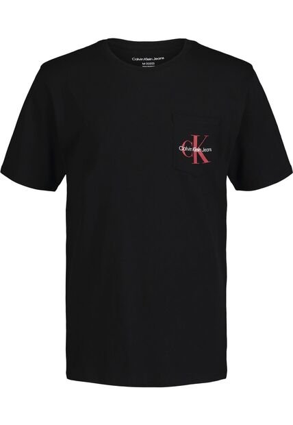 Camiseta Negra Con Bolsillo Y Logotipo Calvin Klein
