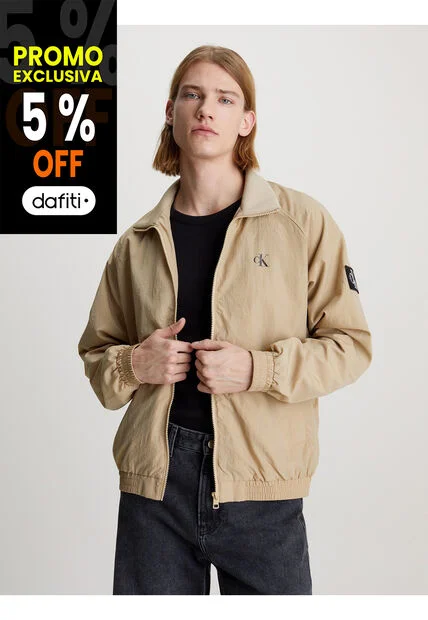 Chaqueta Beige De Nailon Estructurado Para Hombre Calvin Klein