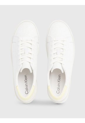 Tenis Blanco Blanco Con Plataforma Y Monograma Calvin Klein