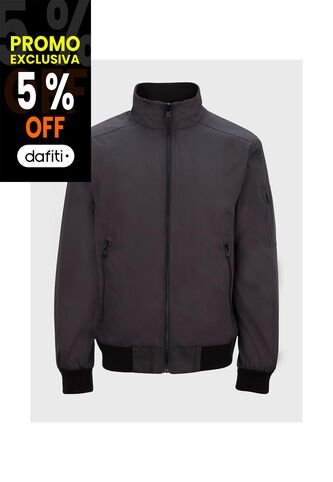 Chaqueta Gris Con Cierre Y Cuello Alto Calvin Klein Calvin Klein