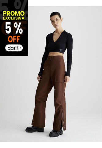 Saco Negro Cropped Con Cuello En V Para Mujer Calvin Klein Calvin Klein