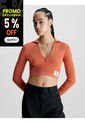 Saco Cropped Con Cuello En V Mujer Naranja Calvin Klein de Calvin Klein