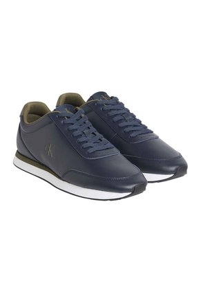 Tenis Azul Oscuro Retro Runner En Cuero Calvin Klein