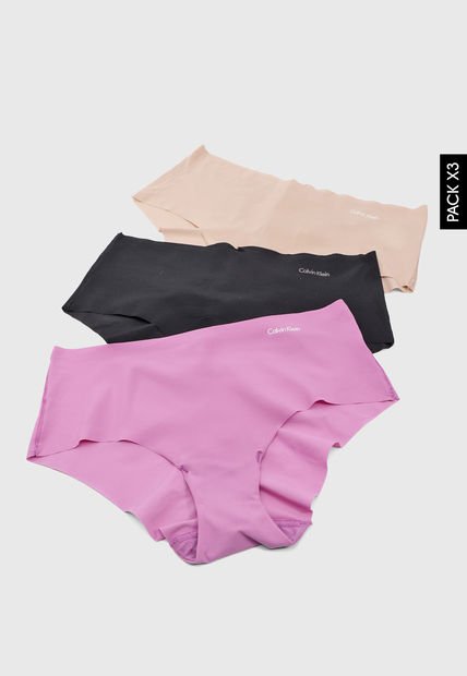 Pantie x3 Nude-Negro-Fucsia Calvin Klein