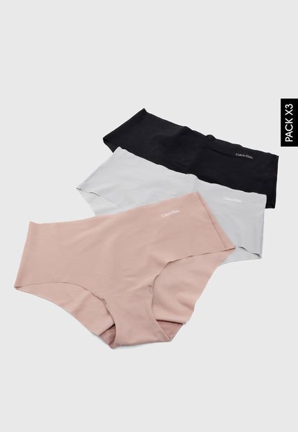 Pantie x3 Nude-Negro-Gris Calvin Klein