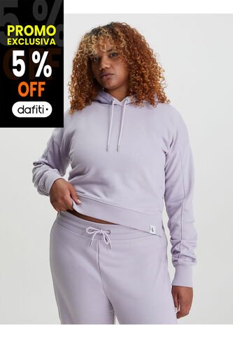 Buzo Morado Con Gorro Cropped Holgada Para Mujer Calvin Klein Calvin Klein