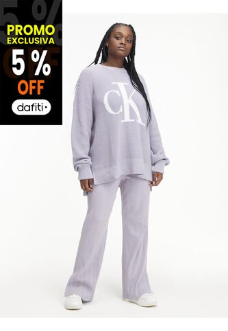 Saco De Algodón Holgado Con Logo Mujer Morado Calvin Klein Calvin Klein