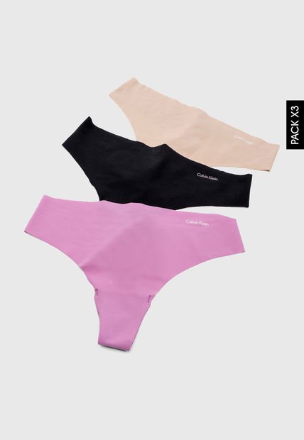 Pantie x3 Nude-Negro-Fucsia Calvin Klein