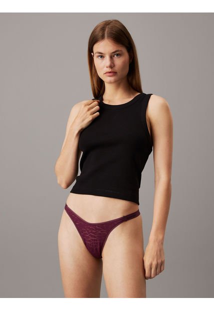 Tanga Vino Tinto De Encaje - Modern Logo With Lace Calvin Klein