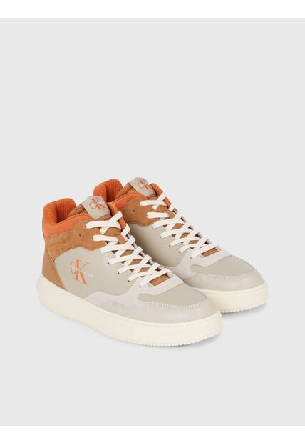 Tenis Beige De Corte Alto Cuero Para Hombre Calvin Klein