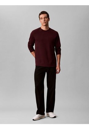 Camiseta Chocolate De Manga Larga De Algodón Premium En Tejido Interlock Calvin Klein