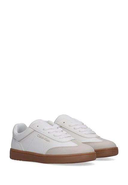 Tenis Beige De Corte Bajo Con Cordones Calvin Klein