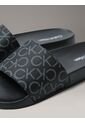 Sandalias Negras Con Estampado De Monograma Calvin Klein de Calvin Klein