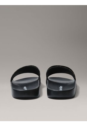 Sandalias Negras Con Estampado De Monograma Calvin Klein