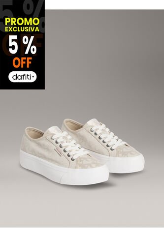 Tenis Beige De Plataforma De Jacquard Con Logo Calvin Klein Calvin Klein