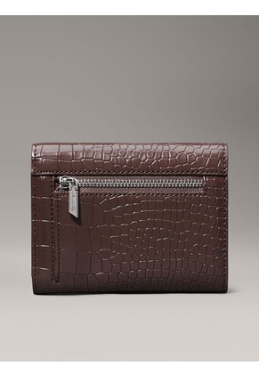 Billetera Café De Plegado Triple Y Cuero De Cocodrilo Calvin Klein