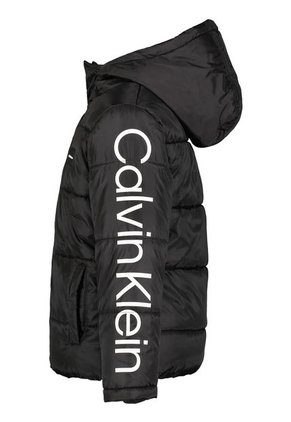 Chaqueta Negro Tipo Burbuja Con Gorro Para Niño Calvin Klein
