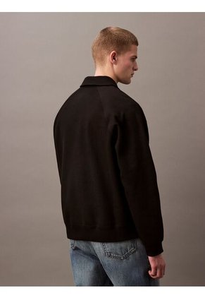 Saco Negro Tejido Con Cremallera Y Cuello Tipo Polo Calvin Klein