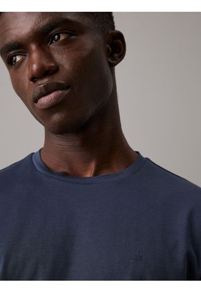 Camiseta Negra De Algodón Con Parche De Goma Calvin Klein