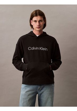 Buzo Negro Con Capota De Felpa Con Logo Estándar Calvin Klein