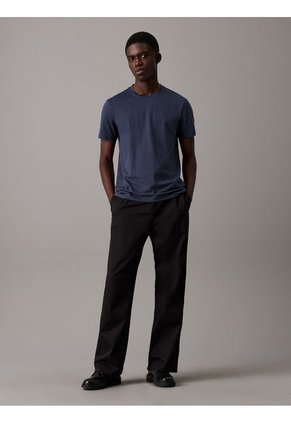 Camiseta Negra De Algodón Con Parche De Goma Calvin Klein