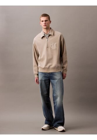 Saco Beige Tejido Con Cremallera Y Cuello Tipo Polo Calvin Klein Calvin Klein