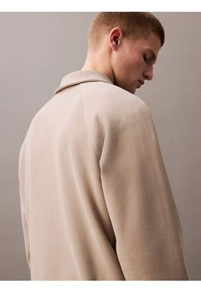 Saco Beige Tejido Con Cremallera Y Cuello Tipo Polo Calvin Klein
