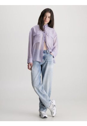 Camisa Utilitaria Holgada Transparente Mujer Morado Calvin Klein