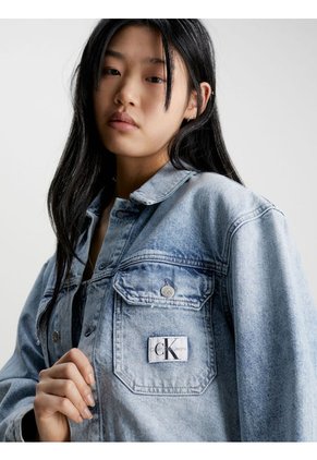 Chaqueta Cropped De Denim Reciclado Mujer Azul Calvin Klein