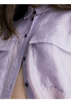 Camisa Utilitaria Holgada Transparente Mujer Morado Calvin Klein