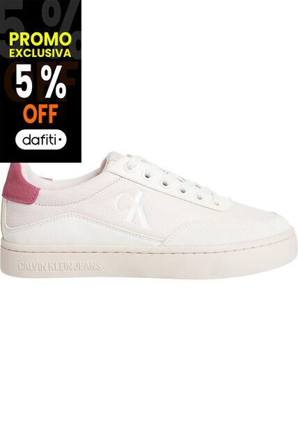 Tenis Beige Clásicos De Cuero Con Cordones Y Suela Cupsole Calvin Klein