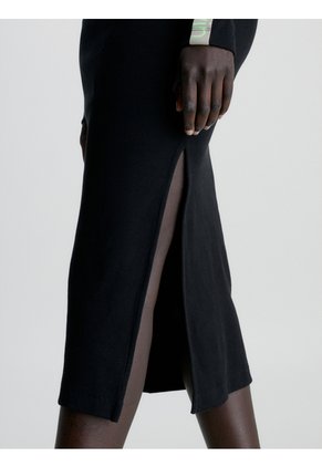 Vestido Negro Largo Slim De Canalé Calvin Klein