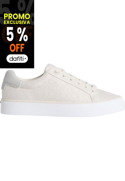Tenis Beige De Jacquard Con Logo Calvin Klein