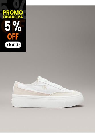 Tenis Blanco De Lona Con Plataforma Calvin Klein Calvin Klein