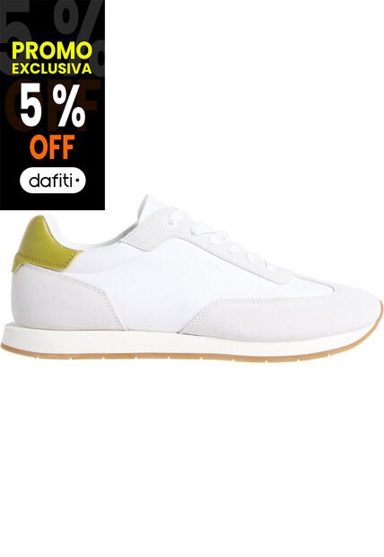 Tenis Blanco De Perfil Bajo De Ante Calvin Klein
