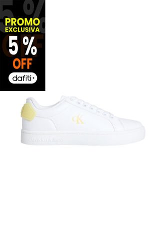 Tenis Blanco Classic Cupsole De Cuero Con Parche Calvin Klein Calvin Klein